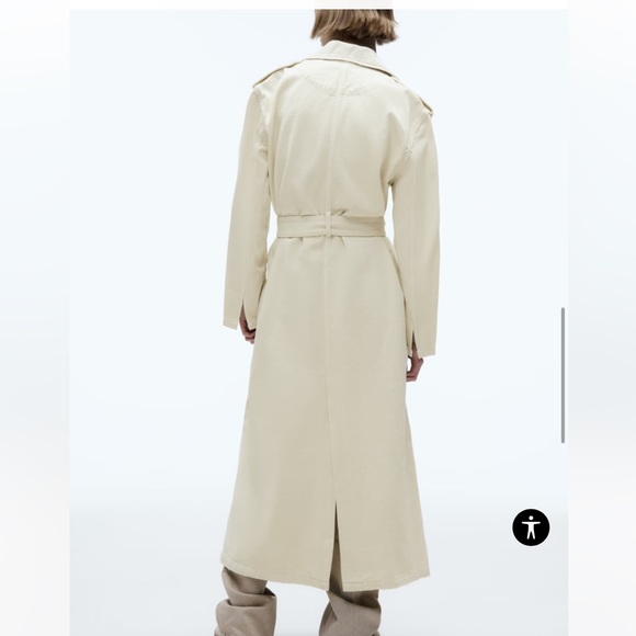 Zara Belted Cotton Topcoat in soft cream size S - Picture 3 of 9